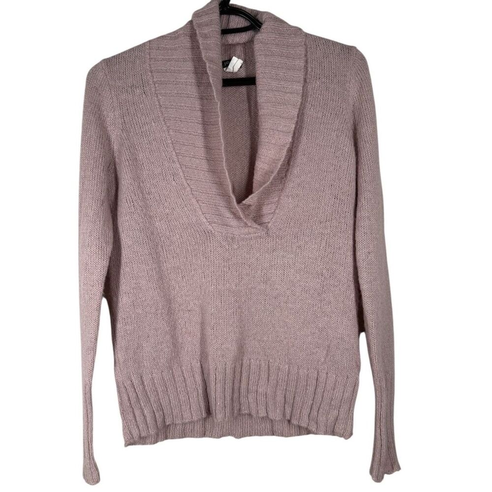 J Crew Pink Wool Mohair Blend V Neck Sweater Womens XS Blush Pink Cozy Warm